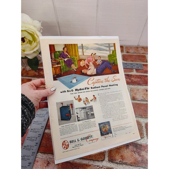 1950 Happy Family in Living Room‎ "Capture the Sun" Radiant Heating Vtg Print Ad - Picture 2 of 6